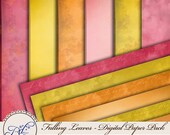 Falling Leaves - 12 Digital Printable Scrapbook Papers -12x12inch - Autumn Fall Backgrounds - INSTANT DOWNLOAD