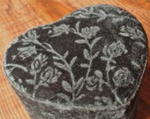 Vintage Velvet Heart Box, Trinket, Memory, Jewelry Box, Gift Box, Small Storage