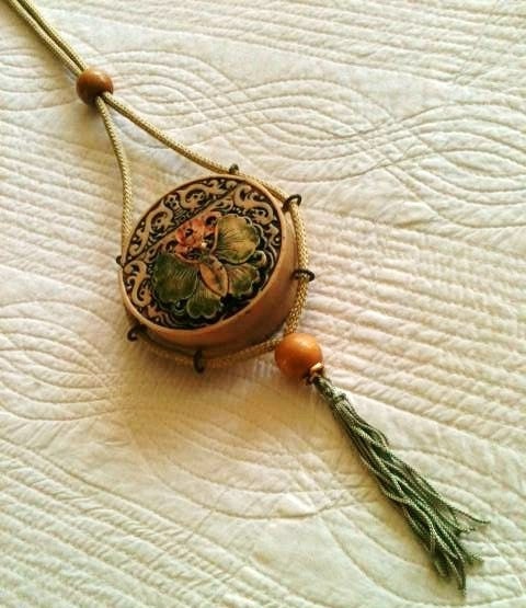 Vintage Asian Inspired Victorian Butterfly Pillbox Purse, Shabby Chic - Olives and Doves