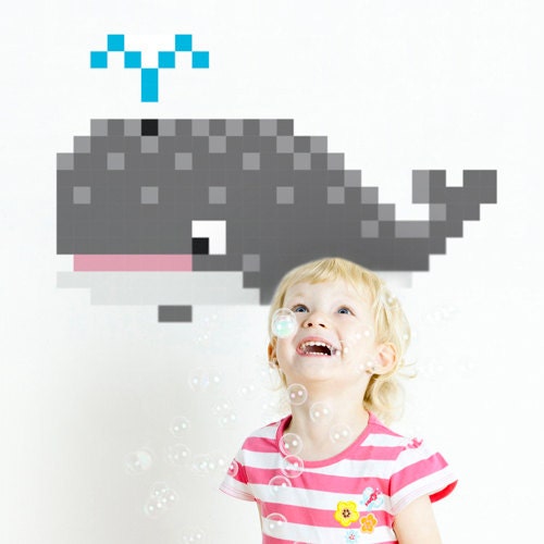 Whale Wall Decal Puxxle - The Pixel Puzzle