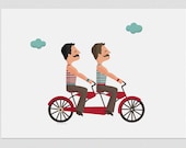 Illustration. Tandem Love and moustache
