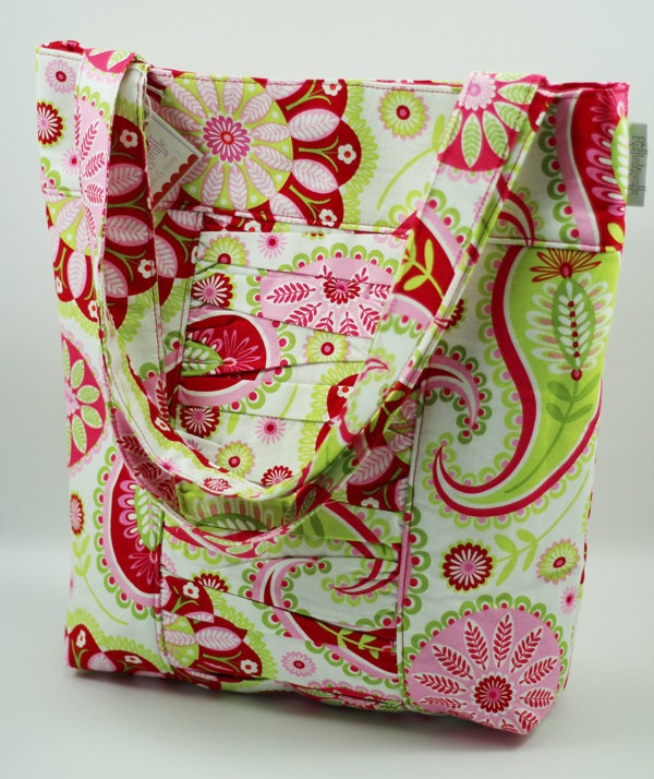 Ruffled Tote- Michael Miller Gypsy Bandana in Paisley White