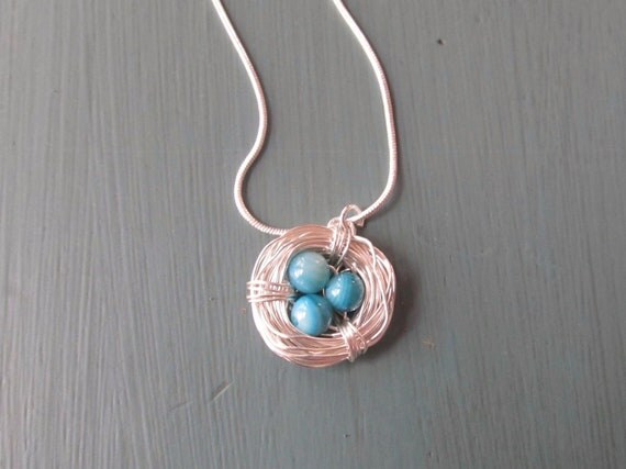 mothers necklace.grandma necklace.wire wrapped Birds nest necklace. Sterling silver nest necklace. sterling silver necklace.Free shipping.