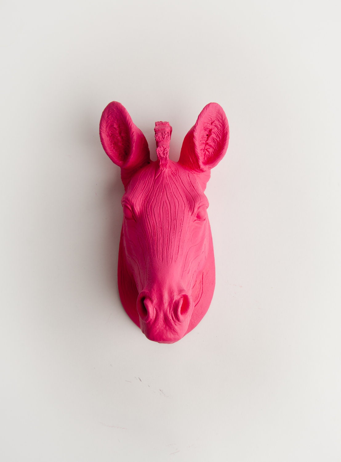 The Dahlia - 1 Pink Mini Resin Zebra Head- Resin Pink Faux Taxidermy- Chic & Trendy