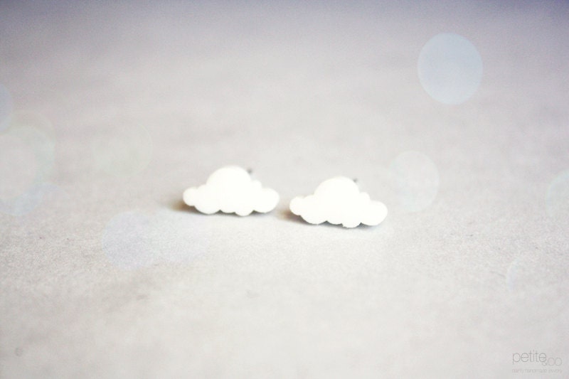 april showers - tiny cloud earring studs - minimalist jewelry