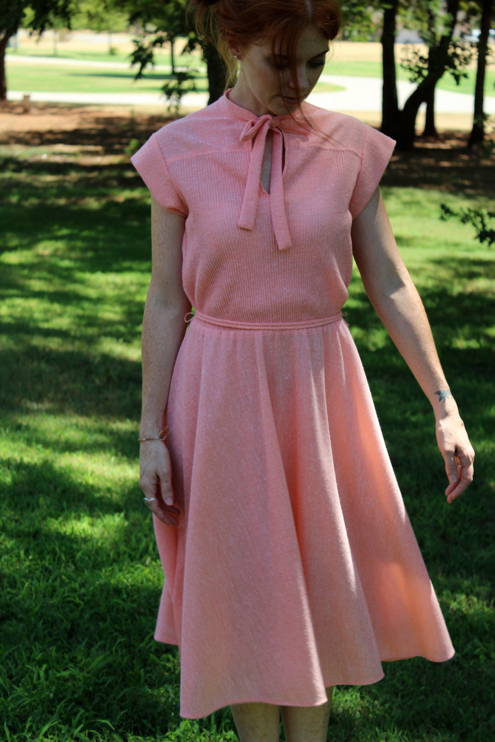 1970s Peachy Keen Knit Dress Medium