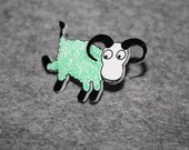 Meka the sheep, brooch (hand drawn on shrinky plastic)