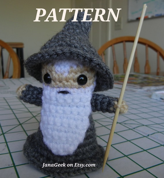 LOTR Gandalf the Gray Wizard Doll Crochet Pattern by JanaGeek