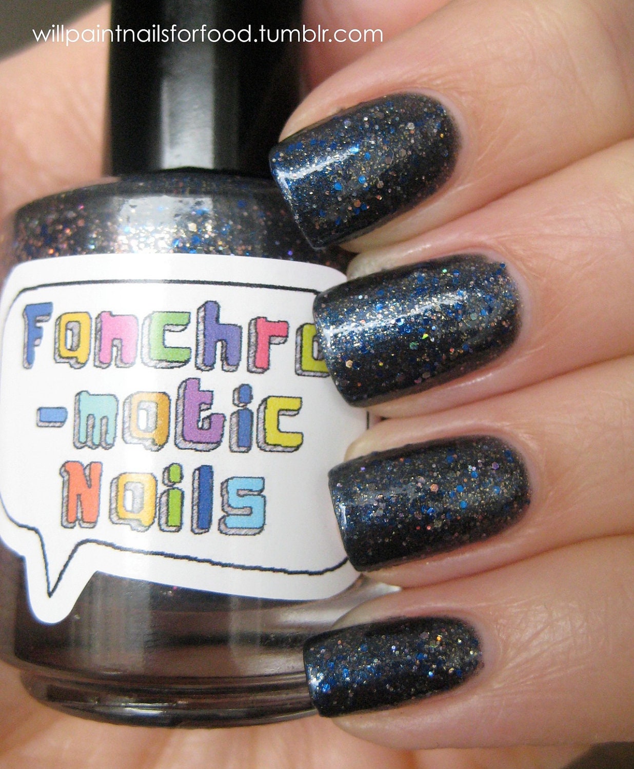 Astrometrics Nail Polish - MINI - deep dark blue with copper and holo sparkle