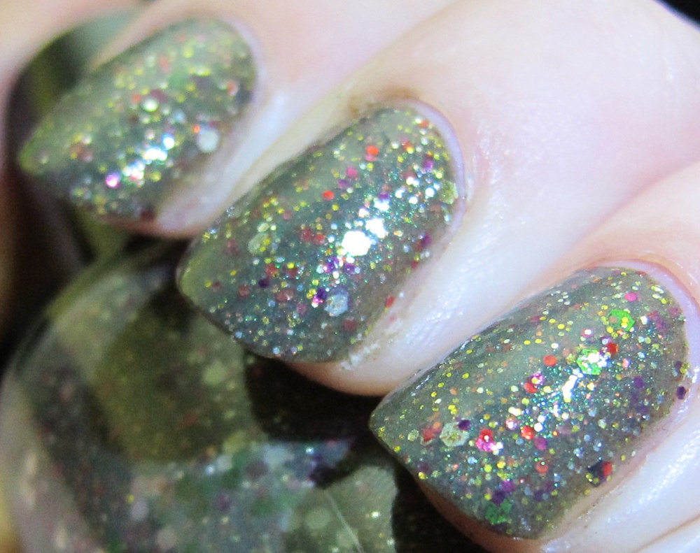 Your Lordship Nail Polish - deep dark green tartan in a bottle