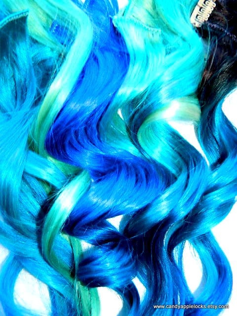 Hair Extensions Mystic Mermaid Blue Clip In By Candyapplelocks 9367