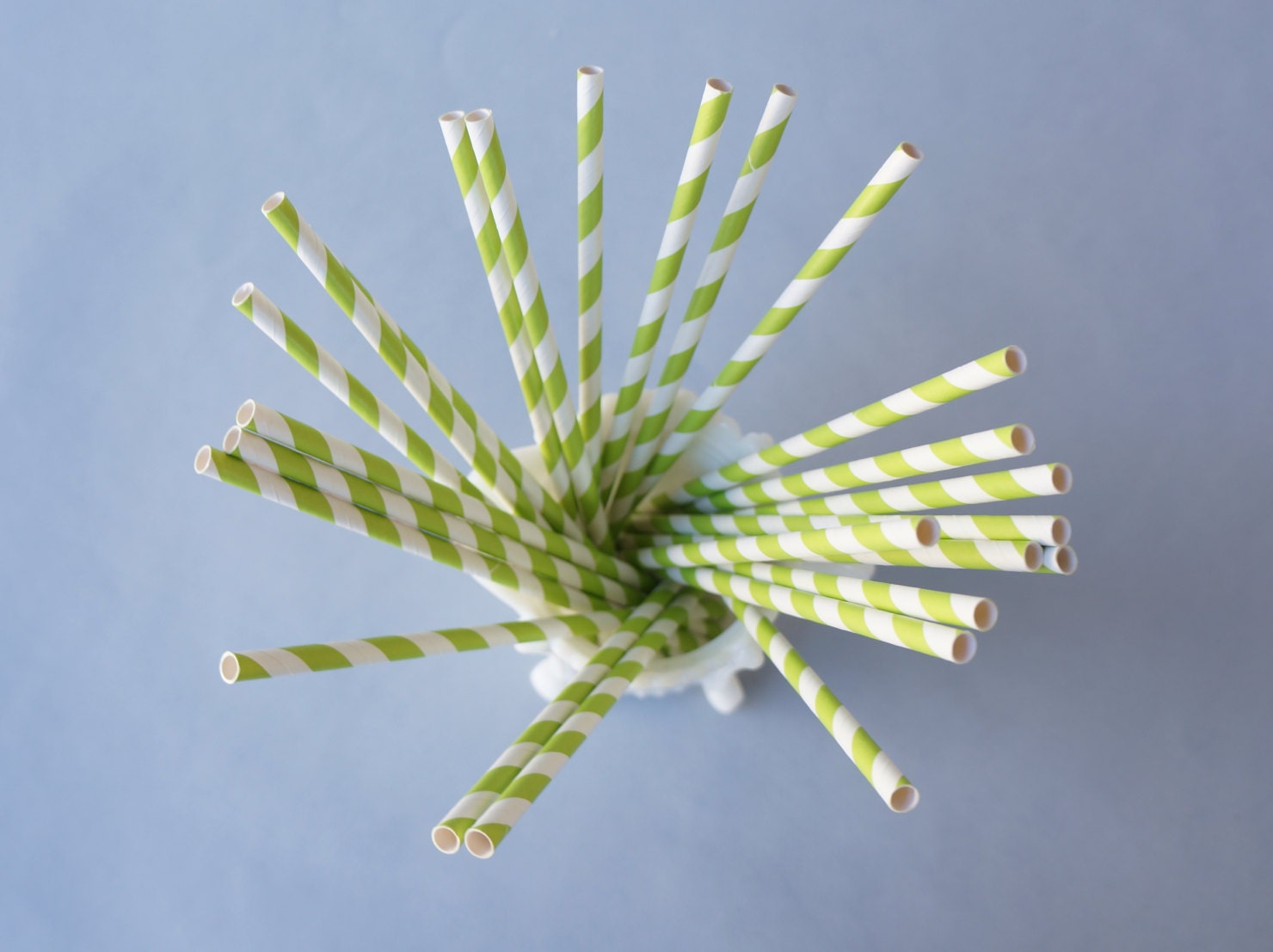 CLEARANCE 50 Lime Green Stripe Straws with DIY Flag Template