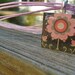 Colorful Big Pink Flower Wood Tile Pendant Necklace