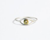 Evil Eye, Thin Sterling Silver and Brass Eye Ring, Evil Eye ring