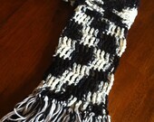 Black and White Crocheted Scarf