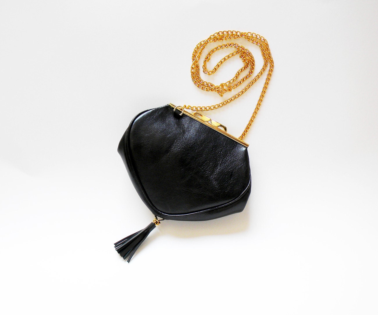 Black leather purse , Heart shape evening bag, Small leather  bag , Dalfia leather bag