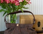 HOBO BAG from upcycled wool - Dusty Purple Grid