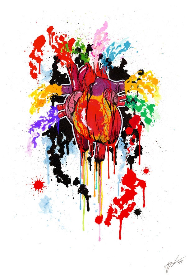Bleed Creation - 11"x17" Art Print - Heart Bleeding Colors