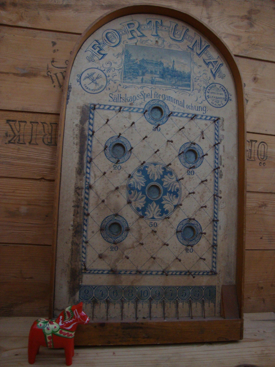 Antique Fortuna Game - Pinball Flippers Bagatelle Victorian - Swedish