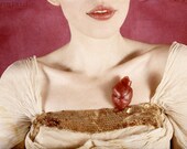The Heart Has Its Reasons - FREE SHIPPING - Print Red Pink Cream Gold Sequins Love Surreal Photo Art Girl Lips Mini Vintage Pale