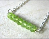 Peridot in a Row Handmade Necklace in Sterling Silver (August Birthstone) Gift For Her Under 35 - PhoenixFireDesigns