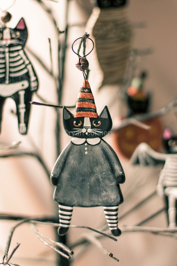 Witch Cat Ornament by Kilkennycat Art