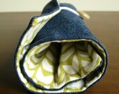 Makeup Brush Roll - Denim and Modern Green