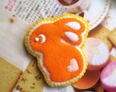 Summer Orange Rabbit Love Pin Brooch. Gift For Her. Nature Woodlands. Spring Summer Garden.