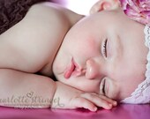 Pink White Lace Flower Headband Vintage Shabby Chic girls Toddlers babies Photography Prop boutique whimsical