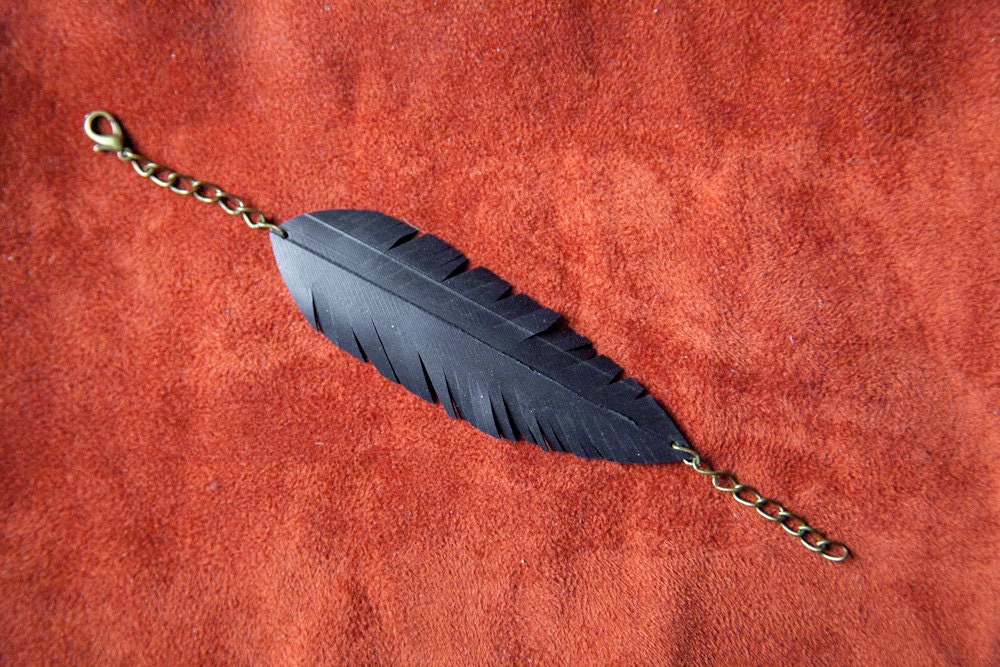 Single Vegan Feather Bracelet - Bronze