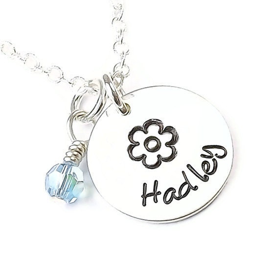 Little Diva Flower - Hand Stamped Personalized Necklace