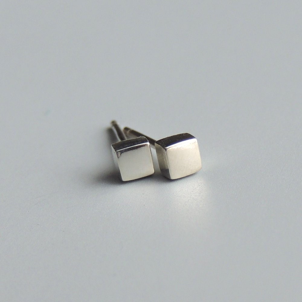 Square Stud Earrings Sterling Silver Small Square Post Earrings