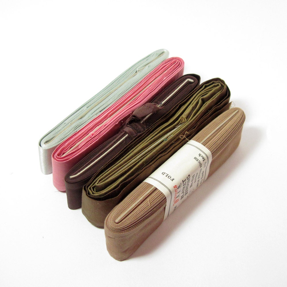 Sateen Blanket Binding Double Fold Taupe Pink Mint Brown Assortment
