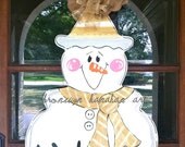 Silver and Gold Snowman Door Hanger - Bronwyn Hanahan Original