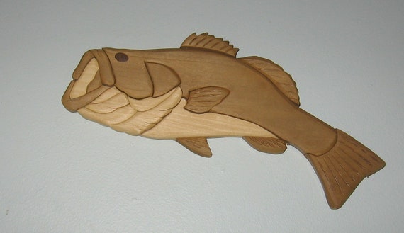 wooden fish wall hanging by kitswoodart on Etsy