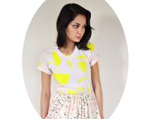 Neon Yellow Breccia on Quartz Hand Dyed and Printed Tee - Geology Study