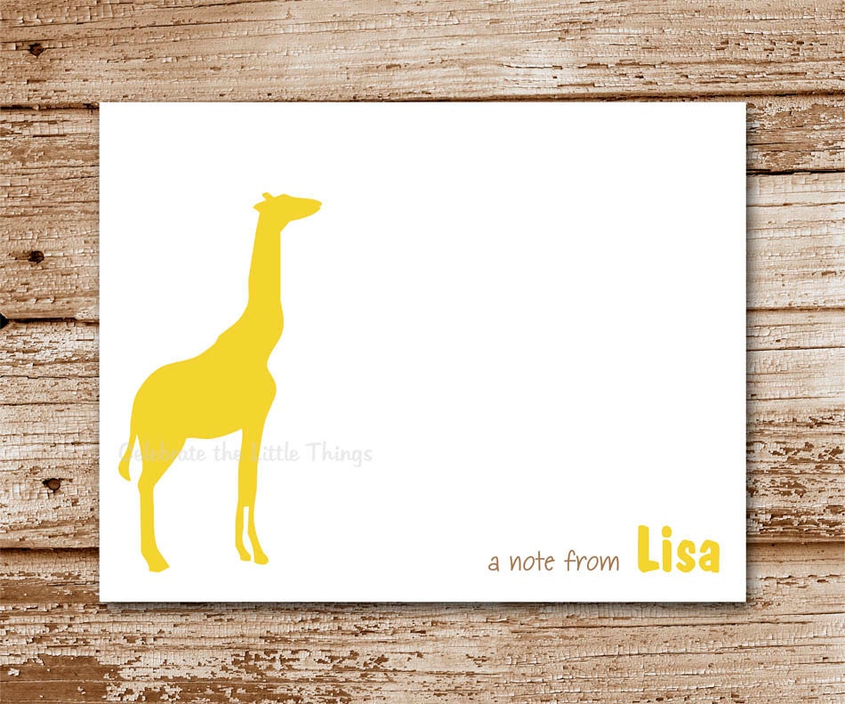 Set of 8 / Giraffe Note Cards / Personalized / Thank You Il_570xn
