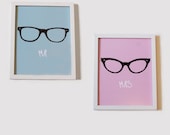 Mr & Mrs Print: Illustration With Geek Glasses