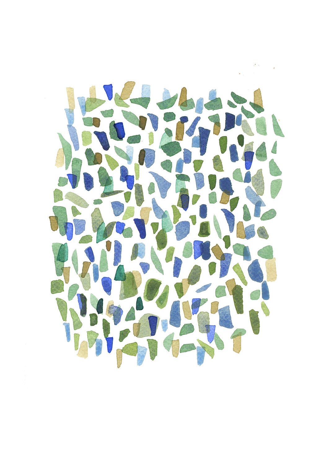 Green blue pieces Sea Glass Watercolor painting Seaglass Original Painting Abstract painting spring summer