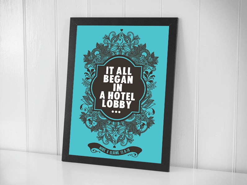 Retro wedding print -  anniversary print - how we met - "Tell your story 6"