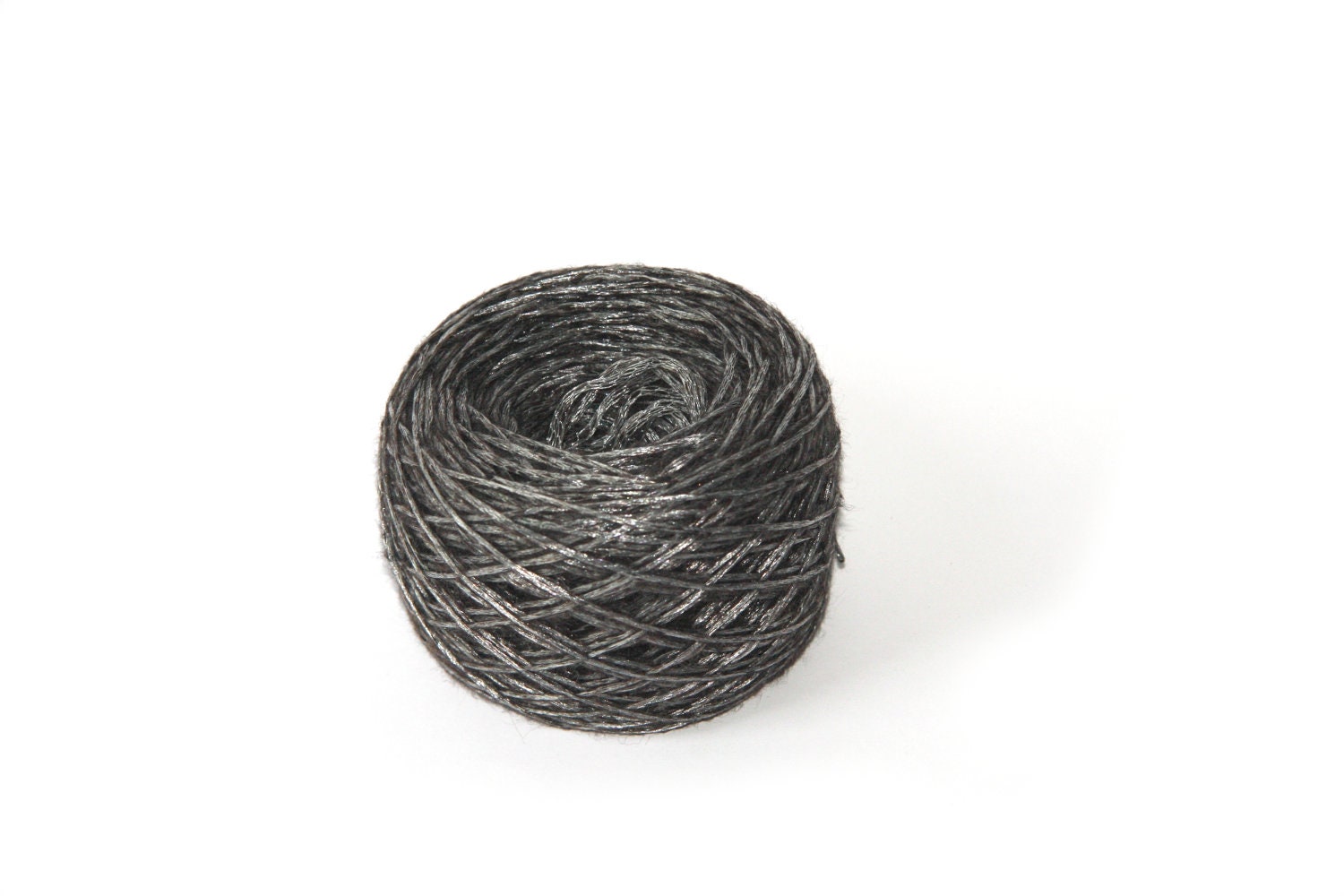 Alpaca and Merino wool blend yarn cake - Shiny Silver Grey - 50 g / 1.76 oz skein - Fine, Sport weight