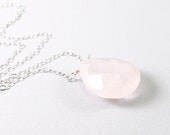 Crystal necklace: silver quartz jewelry pendant rose quartz sterling