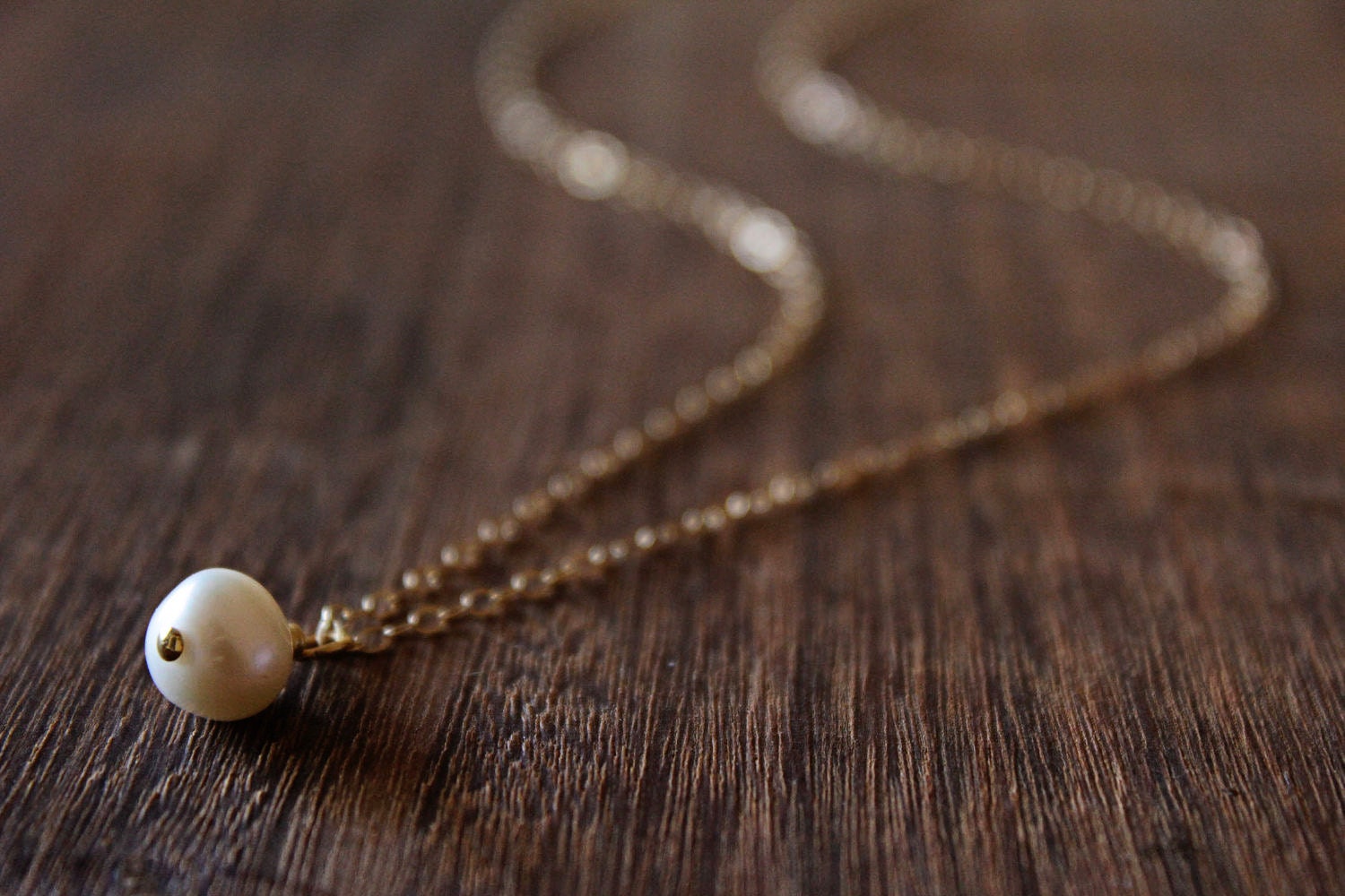 Gold Pearl Drop Necklace