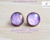 Lavender vintage earrings Stud Lavender flowers field Nature jewelry Photography earrings Whimsical