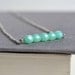 Bar Necklace Seafoam Green, Opaque Czech Glass Five Stone Necklace, Aqua Blue Sparking Jewelry,Bar Mint Glass Necklace