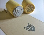 Black Cat Rubber Stamp - Black Kitty Stamp 3/4" or 2.2cm