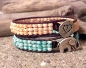 Czech Glass Tie Dye Beaded Bracelet, Leather Wrap Bracelet,  Southwestern Chic, Friendship Bracelet