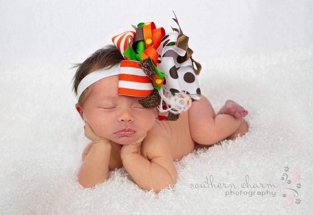 Baby girl headband, big hair bow, baby over the top hair bow, and  newborn photo prop