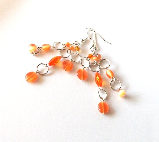 Nectarine Drop Earrings- luscious, hot color, Spring Fashion, Spring Jewelry, Summer Jewelry
