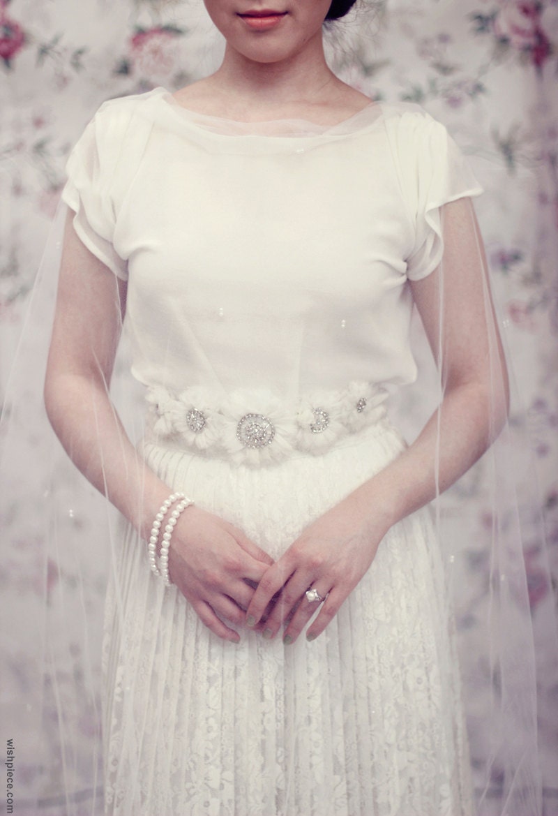 Embellished Silk Wedding Belt, Ivory Wedding Sash Belt, Beaded Rhinestone Bridal Sash, Bridal Belt